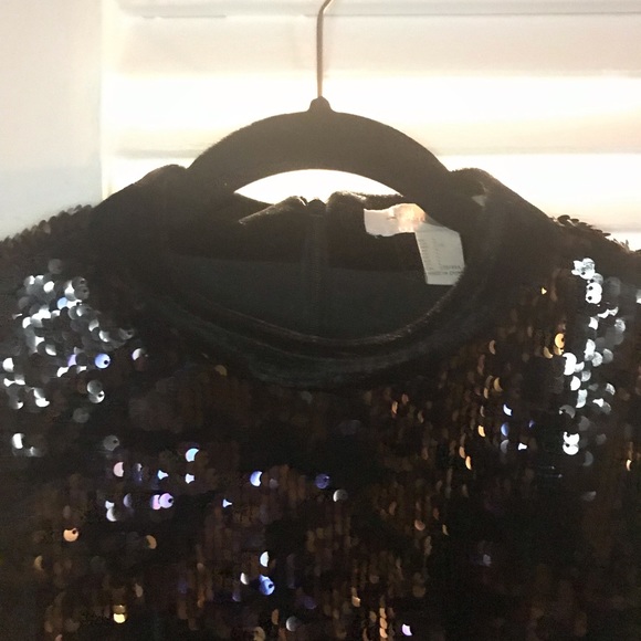 Forever 21 Black Velvet Sequin Mini Dress SZ L - Picture 4 of 7